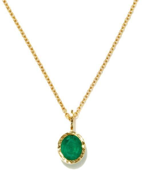 Octavia Elizabeth - Emerald & 18kt Gold Necklace - Womens - Green Gold