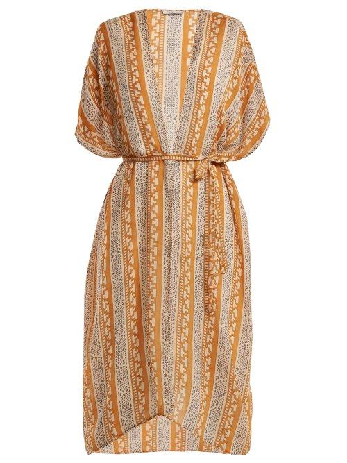 Matchesfashion.com Mes Demoiselles - Swahili Printed Silk Kimono - Womens - Orange Multi