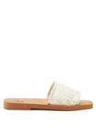 Matchesfashion.com Chlo - Woody Logo-lace And Leather Slides - Womens - Beige