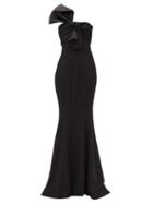Matchesfashion.com Alexandre Vauthier - Bow-front One-shoulder Satin-crepe Dress - Womens - Black