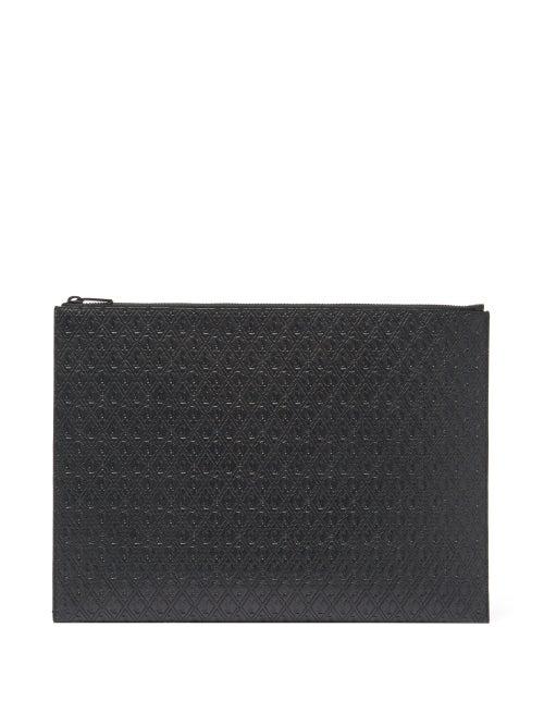 Matchesfashion.com Saint Laurent - Ysl-debossed Large Leather Pouch - Mens - Black