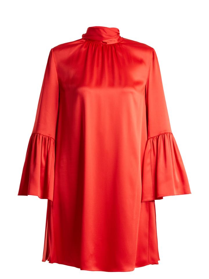 Fendi Tie-neck Crepe-back Satin Dress