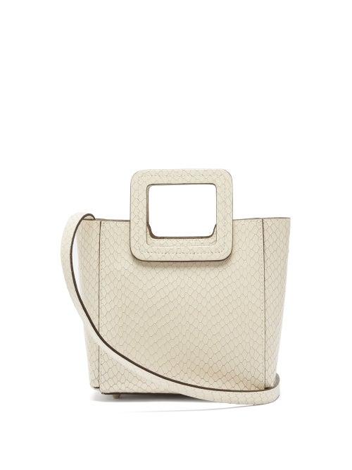 Matchesfashion.com Staud - Shirley Mini Snake-effect Leather Shoulder Bag - Womens - Cream