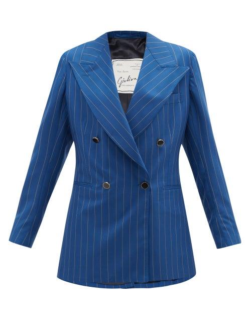 Matchesfashion.com Giuliva Heritage Collection - The Stella Pinstriped-wool Suit Jacket - Womens - Blue Stripe