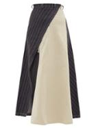 Matchesfashion.com Roni Helou - Illustris Asymmetric Denim And Twill Skirt - Womens - Grey Multi