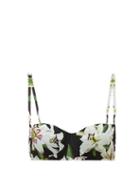 Matchesfashion.com Dolce & Gabbana - Lily Print Balconette Bikini Top - Womens - Black Print