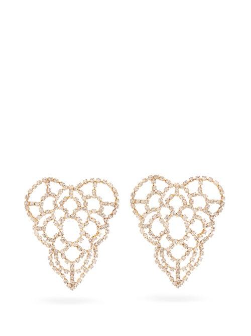 Matchesfashion.com Rosantica - Spiga Crystal Heart Earrings - Womens - Crystal
