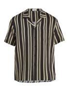 Commas Notch-lapel Striped-print Silk-blend Shirt