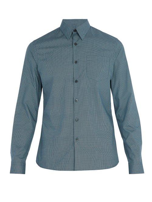 Matchesfashion.com Prada - Tile Print Cotton Shirt - Mens - Blue Multi