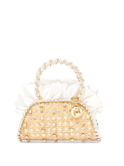 Matchesfashion.com Rosantica - Crepes Crystal-embellished Rattan Bag - Womens - White Multi