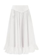 Batsheva - Ruffled Cotton-poplin Midi Skirt - Womens - White