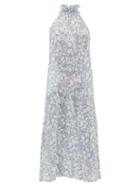 Matchesfashion.com Marysia - Euboea Floral Broderie-anglaise Cotton Dress - Womens - Blue Print