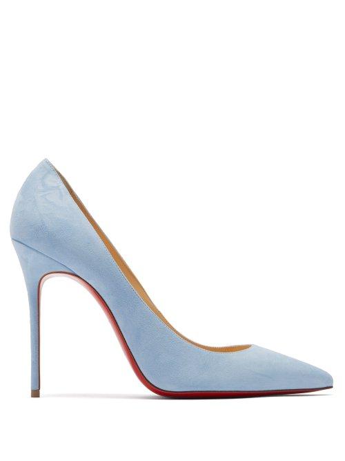 Matchesfashion.com Christian Louboutin - Dcollet 554 100 Suede Pumps - Womens - Light Blue