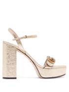 Matchesfashion.com Gucci - Gg Marmont Leather Platform Sandals - Womens - Gold