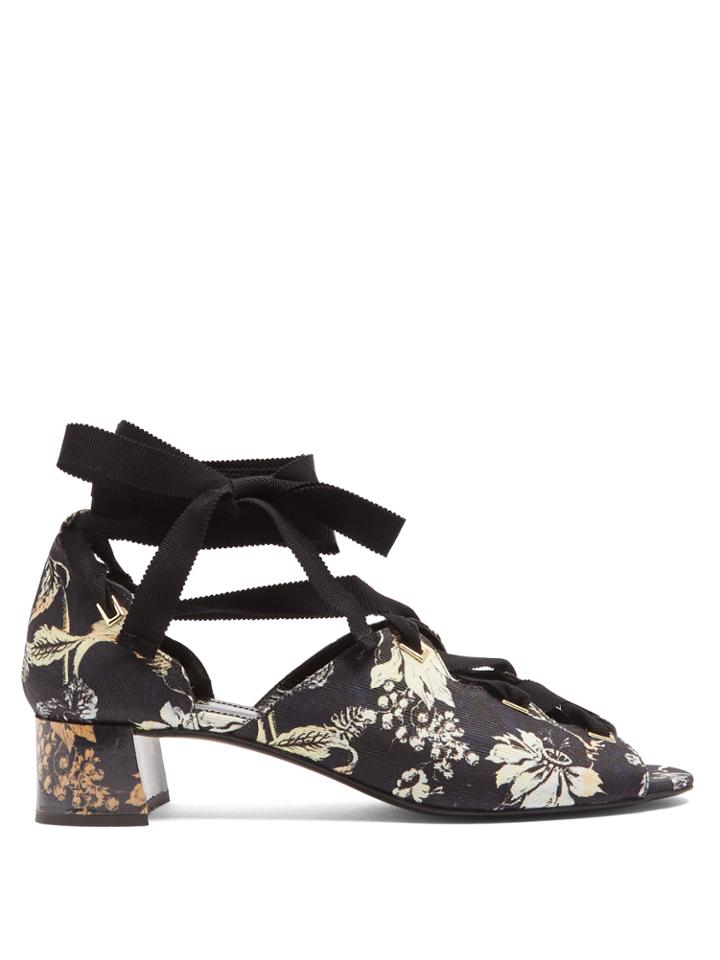 Erdem Riyeka Vanguard Midnight-print Block-heel Shoes