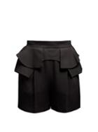 Matchesfashion.com Alexander Mcqueen - Peplum Waist Crepe Shorts - Womens - Black