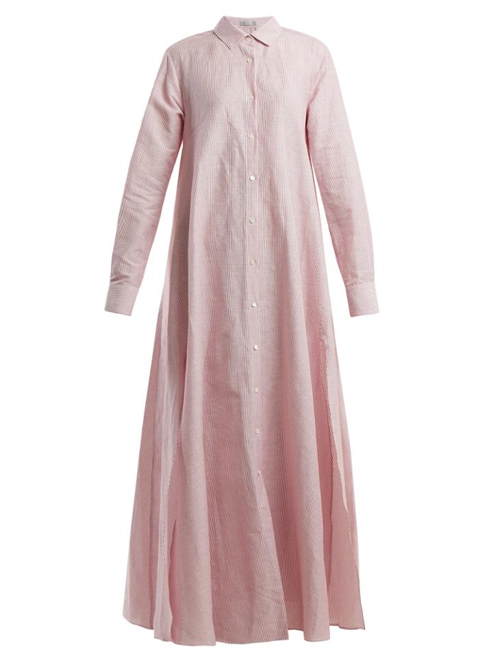 Palmer/harding Striped Linen And Cotton-blend Maxi Dress