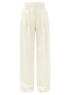 Matchesfashion.com Racil - Maxime Pinstriped Wool-blend Wide-leg Trousers - Womens - Ivory