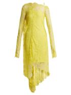 Matchesfashion.com Preen By Thornton Bregazzi - Masie Lace Asymmetric Hem Dress - Womens - Yellow