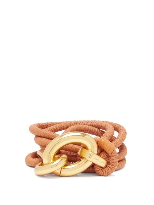 Matchesfashion.com Bottega Veneta - Doubled Ruched-leather Belt - Womens - Tan