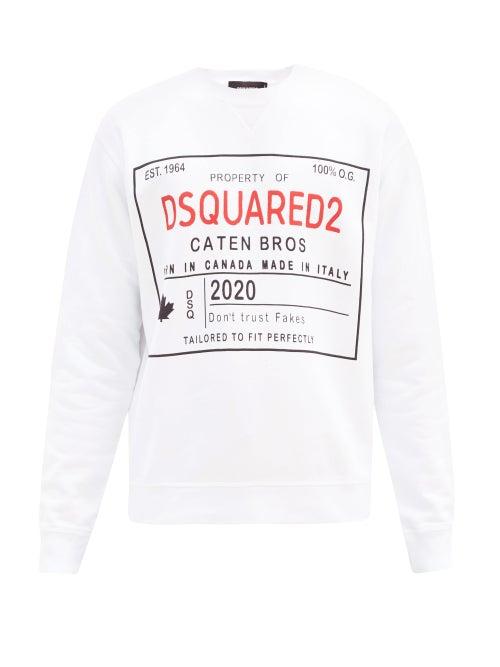 Matchesfashion.com Dsquared2 - Logo-print Cotton-jersey Sweatshirt - Mens - White