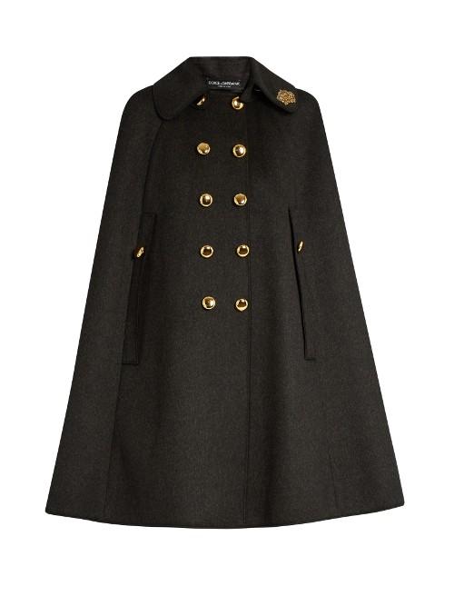 Dolce & Gabbana Embellished-collar Wool Cape