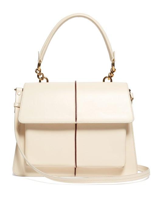 Matchesfashion.com Marni - Attach Striped Leather Bag - Womens - White