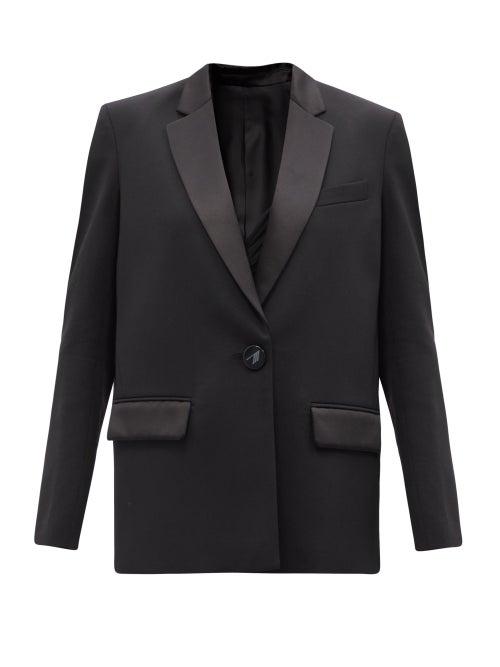 The Attico - Single-breasted Wool-blend Crepe Tuxedo Blazer - Womens - Black