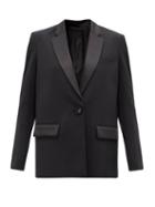 The Attico - Single-breasted Wool-blend Crepe Tuxedo Blazer - Womens - Black