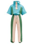 Matchesfashion.com Dodo Bar Or - Eva Panelled Leather Jumpsuit - Womens - Blue White