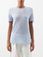 Joseph - Cashair High-neck Cashmere T-shirt - Womens - Light Blue