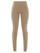 The Frankie Shop - Reya Zipped-cuff Jersey Leggings - Womens - Dark Beige