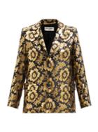 Saint Laurent - Lotus-jacquard Silk-blend Satin Blouse - Womens - Multi