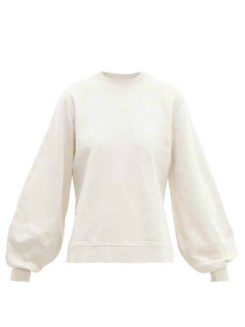 Matchesfashion.com Ganni - Isoli Balloon Sleeves Cotton Sweatshirt - Womens - Ivory