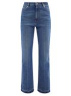 Valentino - High-rise Flared-leg Jeans - Womens - Navy