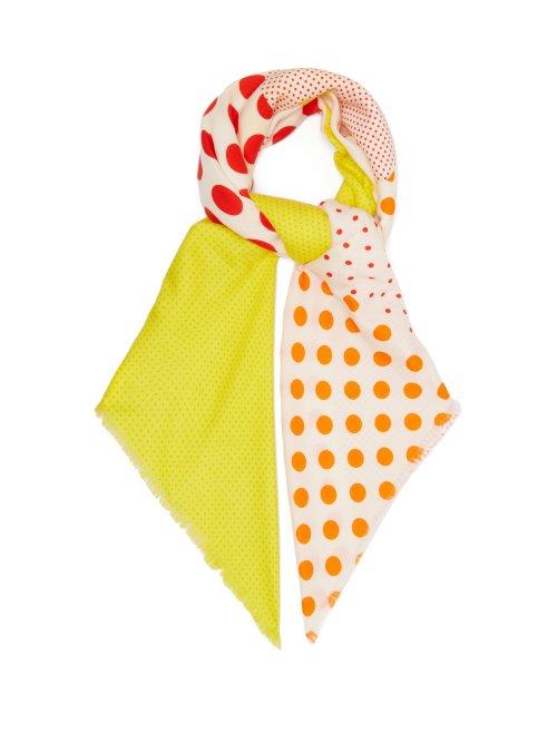 Matchesfashion.com Loewe - Polka Dot Print Wool Blend Scarf - Womens - Yellow