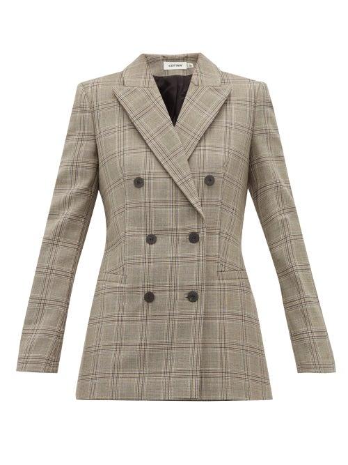 Matchesfashion.com Cefinn - Double Breasted Prince Of Wales Check Blazer - Womens - Brown Multi