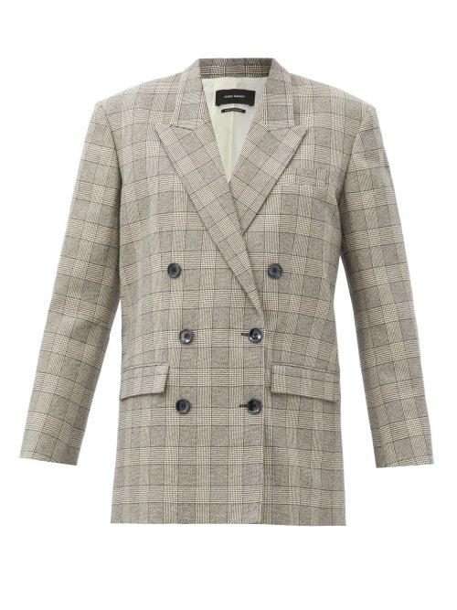 Matchesfashion.com Isabel Marant - Oladim Prince Of Wales-check Jacket - Womens - Grey