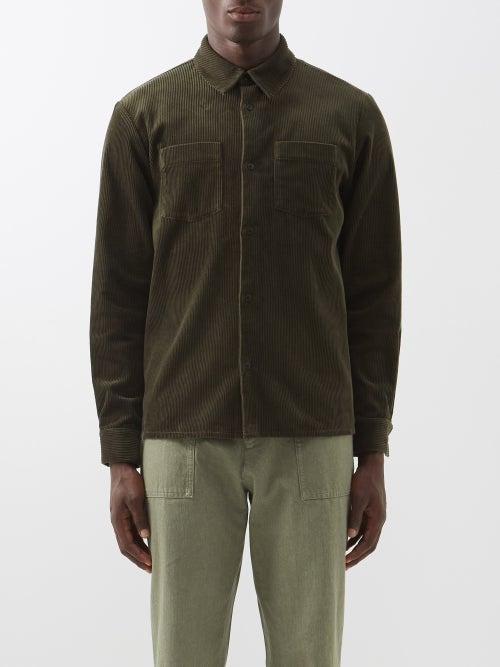 A.p.c. - Joe Patch-pocket Corduroy Overshirt - Mens - Khaki