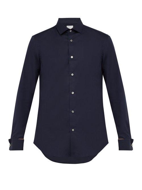 Matchesfashion.com Paul Smith - Artist Stripe Double Cuff Cotton Shirt - Mens - Navy