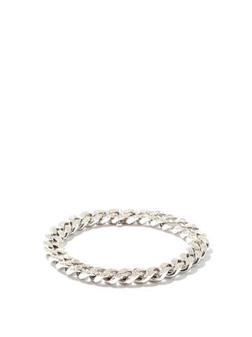 Matchesfashion.com Shay - Diamond & 18kt Gold Flat Curb-chain Bracelet - Mens - Silver