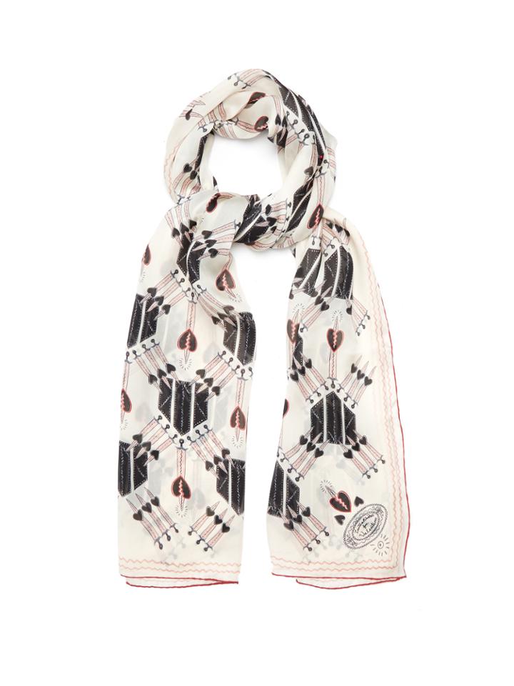 Valentino Love Blade-print Silk-chiffon Scarf