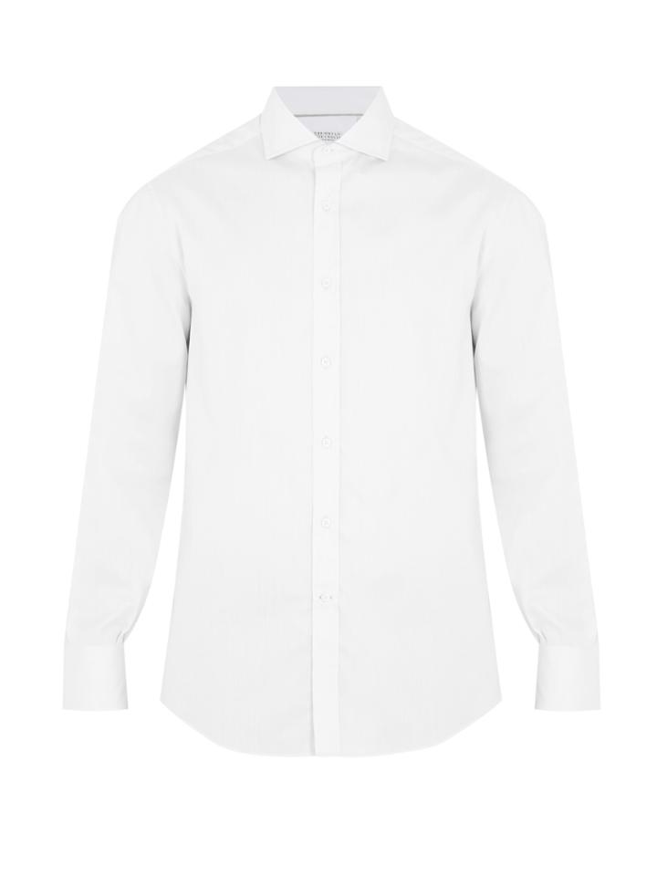 Brunello Cucinelli Spread-collar Single-cuff Cotton-oxford Shirt