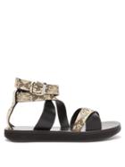 Matchesfashion.com Isabel Marant - Nasha Python-embossed Leather Sandals - Womens - Light Pink