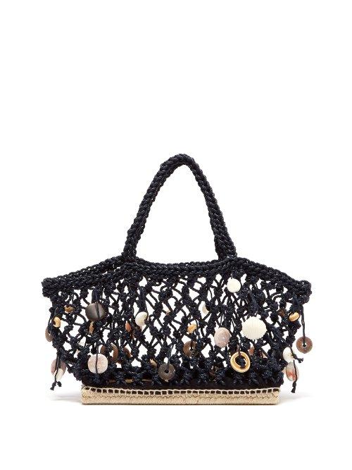 Matchesfashion.com Altuzarra - Espadrille Small Shell Charm Macram Tote Bag - Womens - Navy Multi