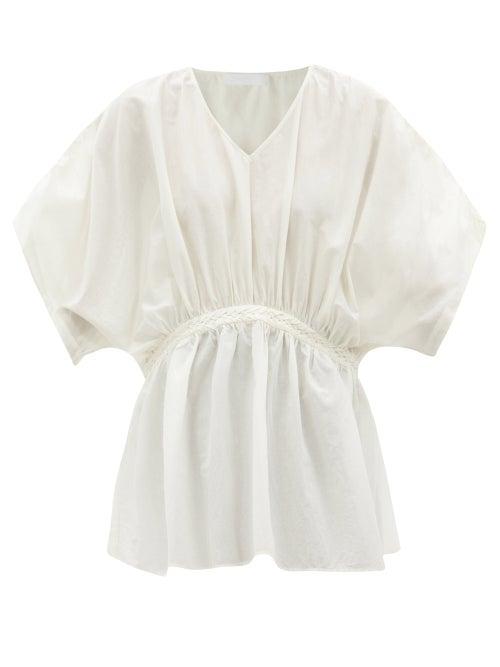 Ladies Beachwear Merlette - Silas Hand-smocked Cotton-poplin Blouse - Womens - Ivory