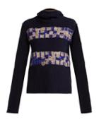 Matchesfashion.com Calvin Klein 205w39nyc - Balaclava Distressed Wool Sweater - Womens - Blue Multi