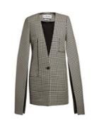 Matchesfashion.com Loewe - Slit Sleeve Houndstooth Wool Coat - Womens - Black White
