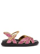 Matchesfashion.com Marni - Glitter-strap Butterfly Sandals - Womens - Pink