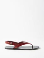 The Row - Hiking T-bar Leather Sandals - Womens - Dark Red